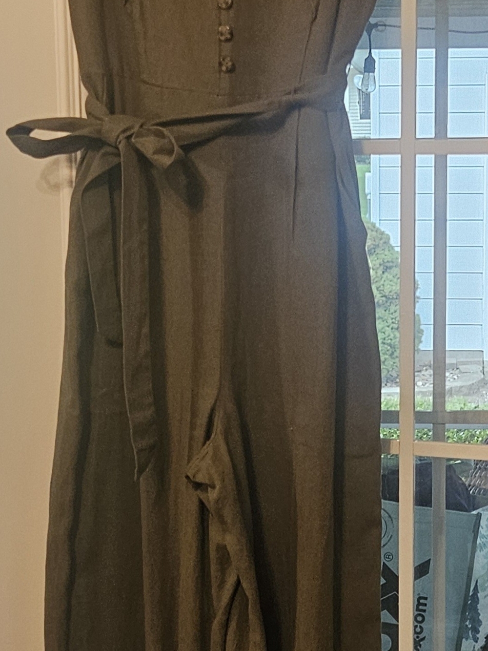 Sleeveless Black Tie-Waist Jumpsuit